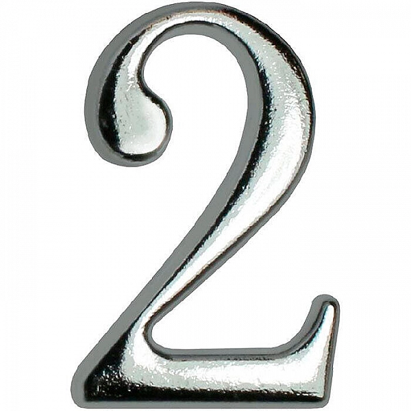 Цифра дверная 2 Аллюр 5063 на клеевой основе хром