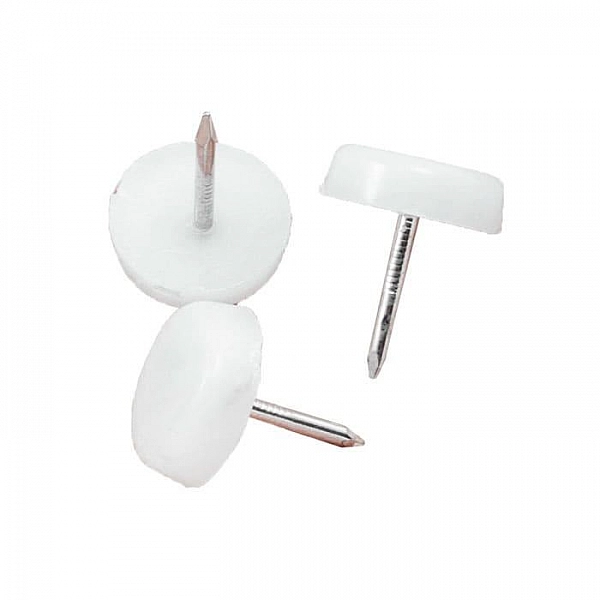 Опора мебельная одинарная с гвоздем AKS белая 20 шт