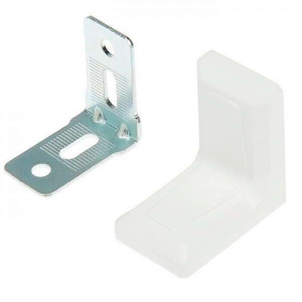 Уголок мебельный 26*26 мм с декоративной накладкой белый/цинк 10 шт