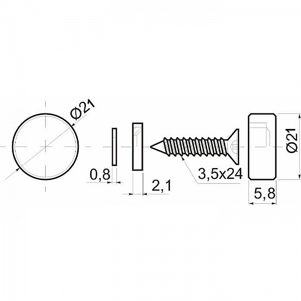 Крепление для стекла/зеркала AKS AJ04АL 22 мм 4 шт хром