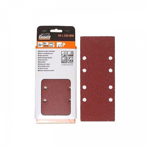 Шлифлист Gepard GP5004-320 93*230 мм Р320 для дерева 5 шт