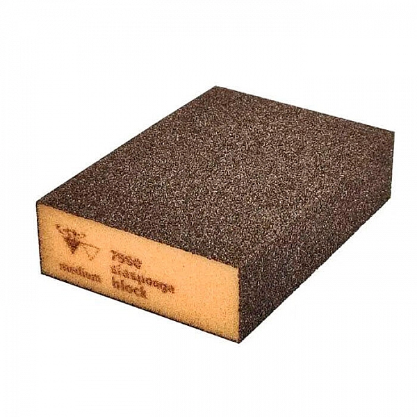Губка абразивная Sia Standart Medium P80 7990 siasponge block 0070.1242.03 CA 4-сторонняя жесткая оранжевая