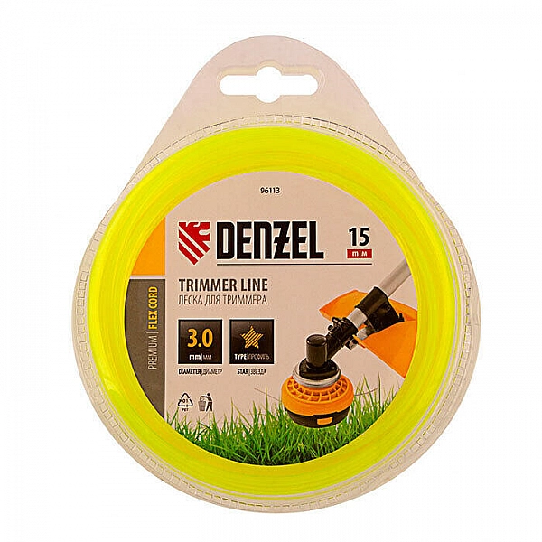 Леска для триммера Denzel Flex Cord 96113 звездочка 3 мм*15 м