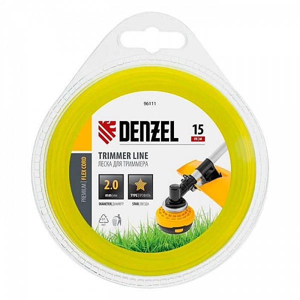 Леска для триммера Denzel 96111 Flex Сord звезда 2 мм*15 м