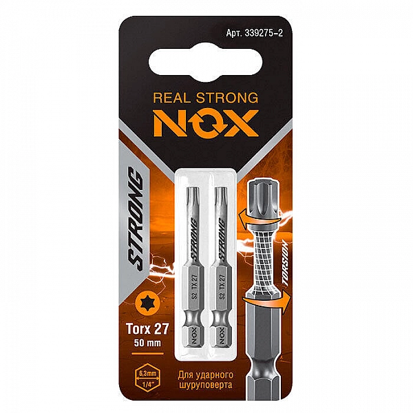 Бита Nox Strong torsion 339275-2 E 6.3 Tx27-50 2 шт