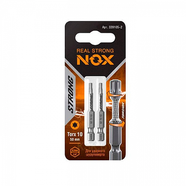 Бита Nox Strong torsion 339105-2 E 6.3 Tx10-50 2 шт