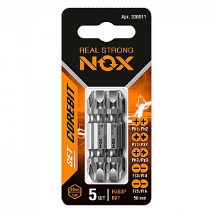 Набор бит Nox 336011 2X Ph1*Ph2 Pz1*Pz2 Ph3*Pz3 Sl3*Sl4 Sl5*Sl6-50 5 шт