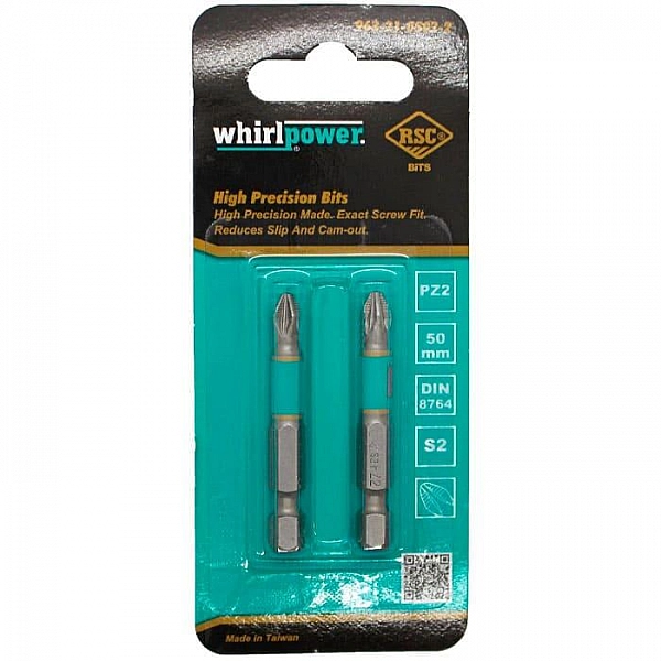 Биты WhirlPower магнитные для больших нагрузок PZ2*50 мм 2 шт