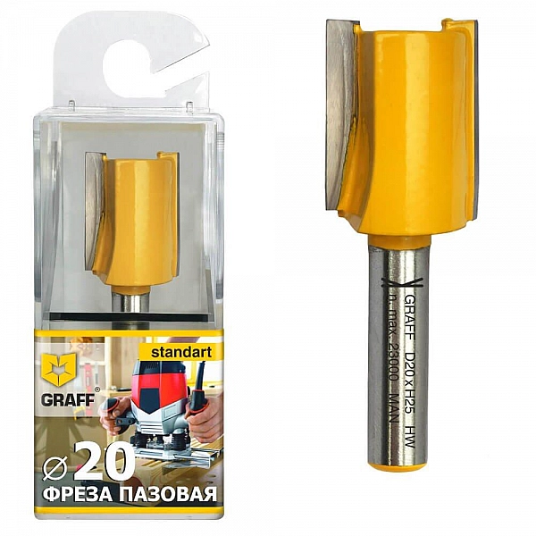 Фреза пазовая Graff 20*25*8 мм по дереву в пластиковой коробке