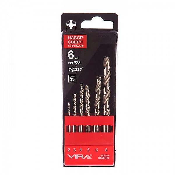 Набор сверл по металлу Vira 550101 2-8 мм 6 шт