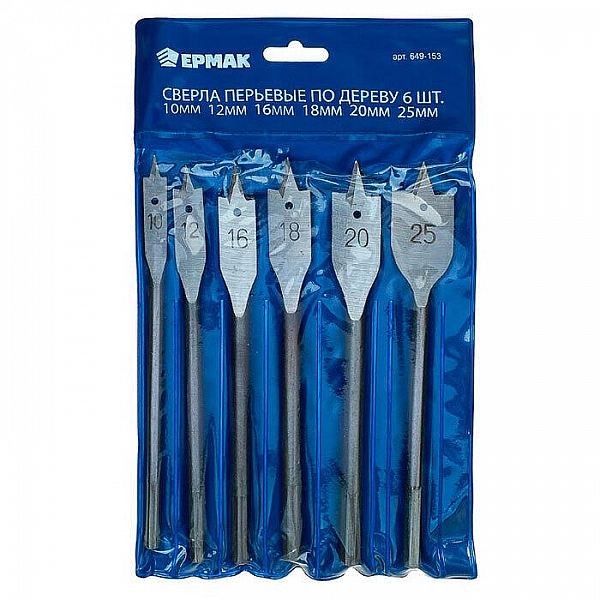 Набор сверл перьевых Ермак 649-153 6 шт