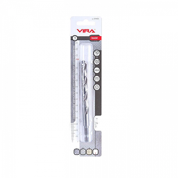 Сверло Vira Rage 554020 W4 с шестигранным хвостовиком 10 мм