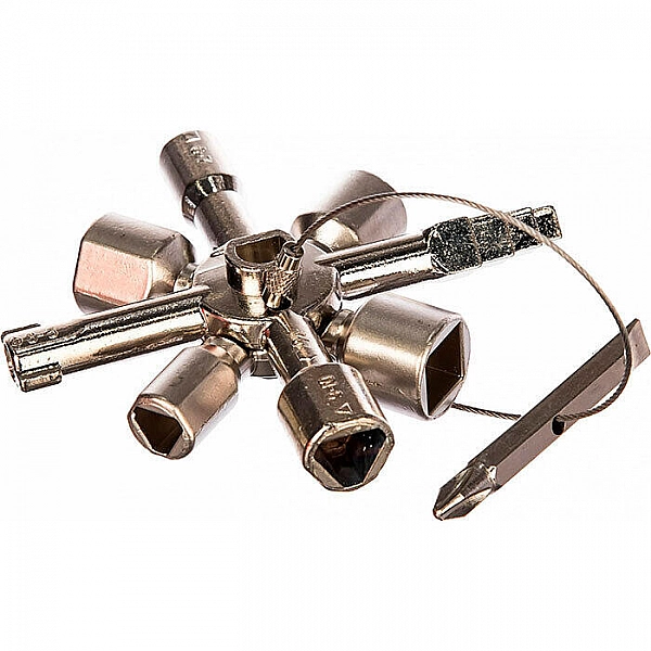 Ключ для электрошкафов Vira 514010 с 10 рабочими профилями и битой