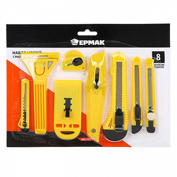 Набор ножей Ермак 685-025 выдвижные лезвия 8 шт
