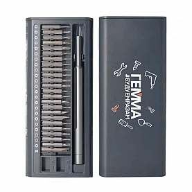 Отвертка Monogramma Tools Workhard с набором из 24 насадок c логотипом Гемма