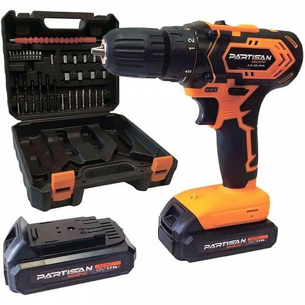 Дрель-шуруповерт Partisan AD-18.21B + набор