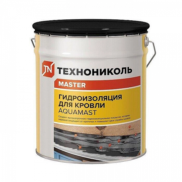 Мастика кровельная и гидроизоляционная ТехноНиколь AquaMast битумно-резиновая холодная 18 кг