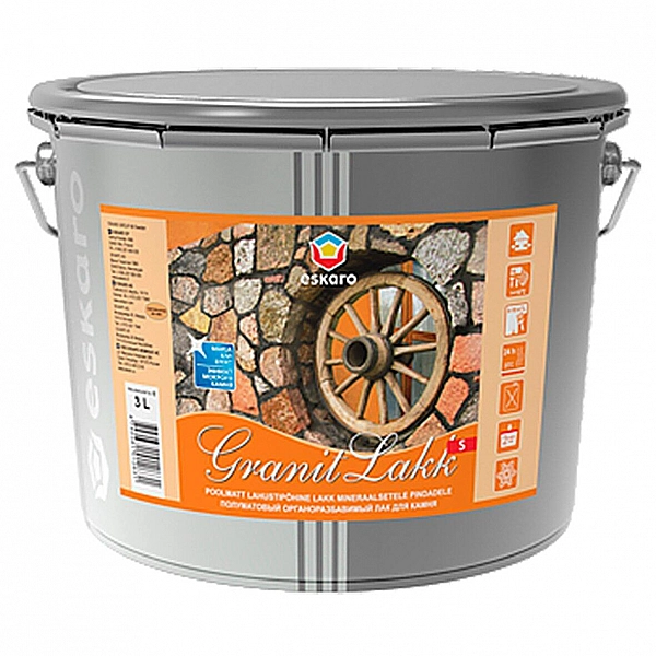 Лак Eskaro Granit Lakk S для камня органорастворимый 3 л полуматовый