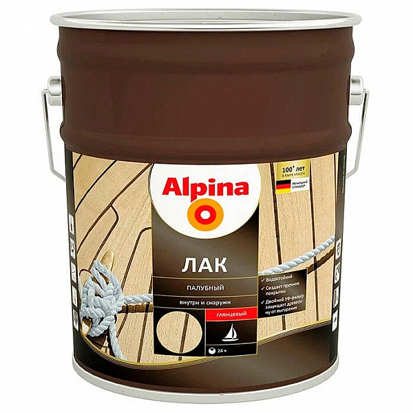 Лак Alpina палубный 9 л глянцевый