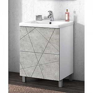 Тумба Vigo Geometry 600-0-2 бетон + умывальник Kirovit Фостер 60. Изображение - 3