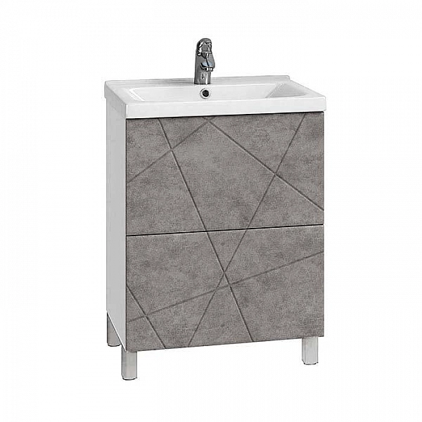 Тумба Vigo Geometry 600-0-2 бетон + умывальник Kirovit Фостер 60
