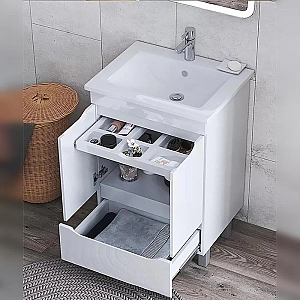 Тумба Vigo Grani 600-2-1 2 дверки +1 ящик + умывальник Santek Элина 60. Изображение - 2