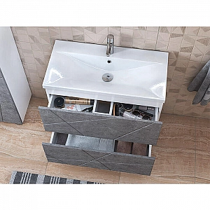 Тумба Vigo Geometry 700-0-2 бетон + умывальник Kirovit Фостер 70. Изображение - 3