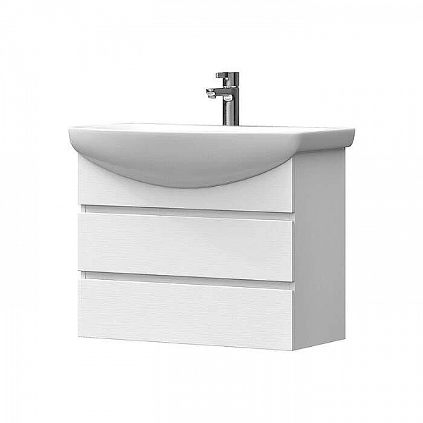 Тумба Vigo Wing 600-0-2 подвесная белый 2 ящика + умывальник Santek Балтика 60