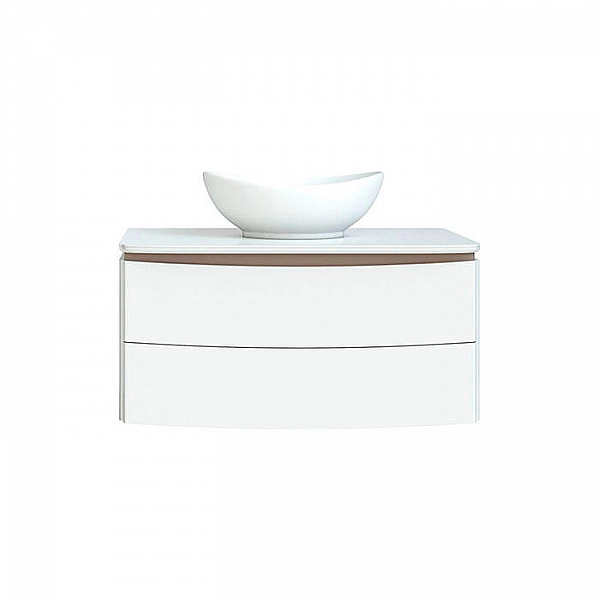 Тумба Velvex Luna 1000-0-2  tp.LUN.100.2Y со столешницей навесная белый глянец/дуб золотой