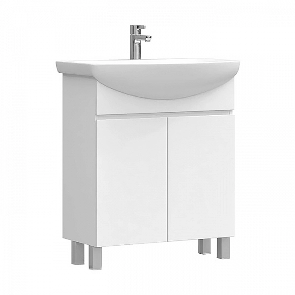 Тумба Vigo Wing 600-2-0 белая 2 двери + умывальник Santek Балтика 60