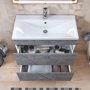 Тумба Vigo Geometry 800-0-2 бетон + умывальник Vigo Neo 9696-80. Изображение - 3