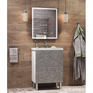 Тумба Vigo Geometry 500-0-2 бетон + умывальник Krovit Фостер 50. Изображение - 3