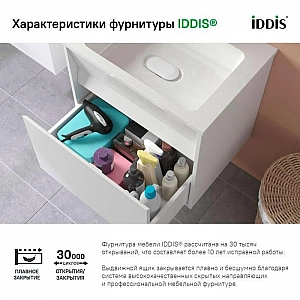 Тумба с умывальником Iddis Esper ESP60W0i95K подвесная с ящиком 60 см белая. Изображение - 9