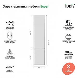 Шкаф-пенал Iddis Esper ESP35W0i97 подвесной. Изображение - 5