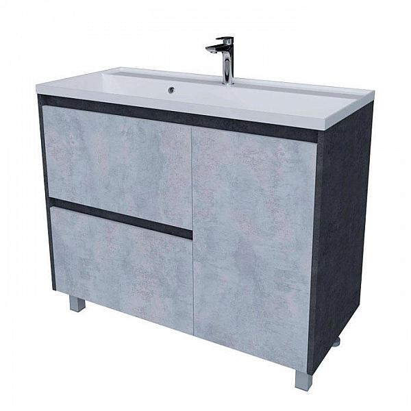 Тумба Axus Джой 100 2 ящика цемент + умывальник Marko Слим 100