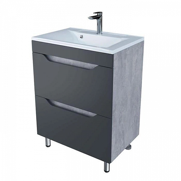 Тумба Axus Фламини 65 2 ящика цемент + умывальник Marko Комфорт 65