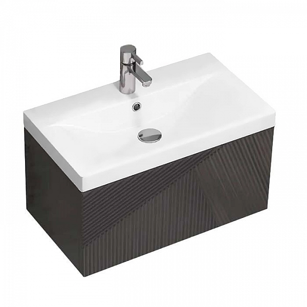 Тумба подвесная Velvex Edge 700-0-1 графит + умывальник Vigo Neo 9696-70