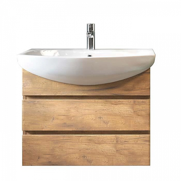 Тумба подвесная Vigo Wing 700-0-2 дуб золотой + умывальник Santek Балтика 70