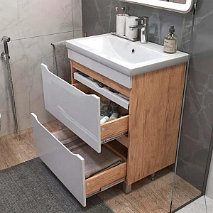 Тумба Vigo Grani 700-0-2 дуб золотой + умывальник Cersanit Como 70. Изображение - 1