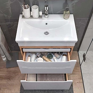 Тумба Vigo Grani 700-0-2 дуб золотой + умывальник Cersanit Como 70. Изображение - 3