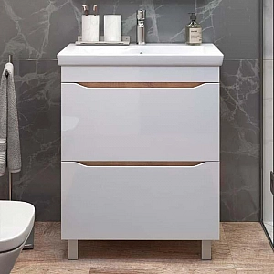 Тумба Vigo Grani 700-0-2 дуб золотой + умывальник Cersanit Como 70. Изображение - 4