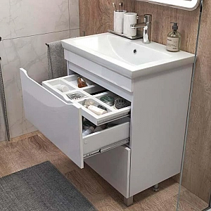 Тумба Vigo Grani 700-0-2 белая + умывальник Cersanit Como 70. Изображение - 2