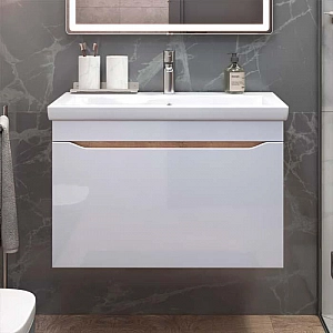 Тумба Vigo Grani 800-0-1 подвесная дуб золотой + умывальник Cersanit Como 80. Изображение - 3