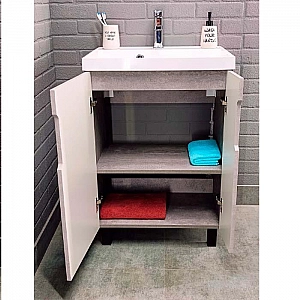 Тумба Марта Айсберг DA3503T бетон + умывальник Versalia Bazis 60. Изображение - 3