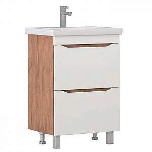 Тумба Vigo Grani 600-0-2 дуб золото + умывальник Cersanit Como 60