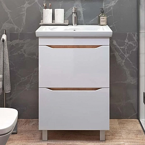 Тумба Vigo Grani 600-0-2 дуб золото + умывальник Cersanit Como 60. Изображение - 1