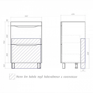 Тумба Vigo Grani 600-0-2 дуб золото + умывальник Cersanit Como 60. Изображение - 7