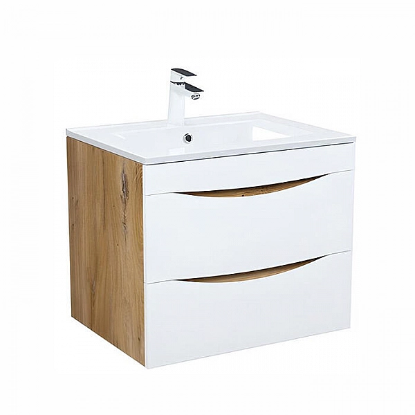 Тумба с умывальником Iddis Cloud CLO60Y0i95K подвесная 60 см белая/золотистый дуб