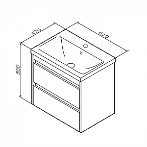 Тумба с умывальником AM.PM Pulse M91-FHX0602OF-WCC0602WG дуб подвесная. Изображение - 6