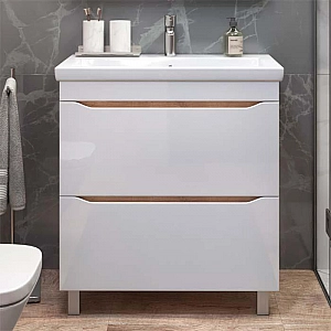 Тумба Vigo Grani 750-0-2 2 ящика дуб золотой + умывальник Kirovit Оскар 75. Изображение - 1